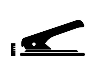 Fototapete - A black and white illustration of a hole punch with a guide on a white background image view