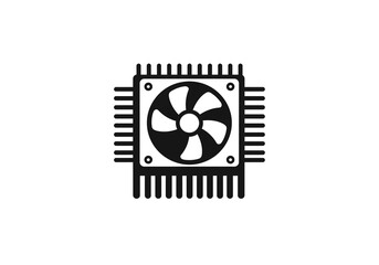 Fototapete - Illustration of a black computer cooler with a fan and heatsink on a white background