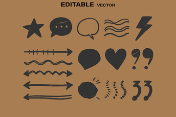 Poster - Hand drawn doodle elements set for design projects