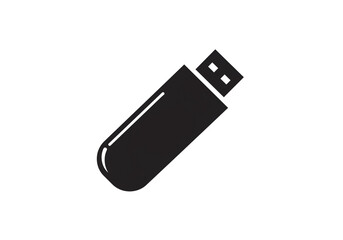 Fototapete - A simple black and white illustration of a usb flash drive on a white background surface view