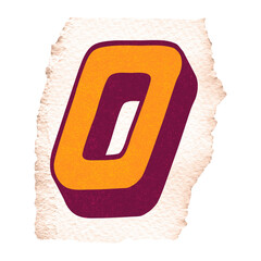 Aufkleber - Stylized 3D zero graphic is floating on torn beige paper fragment, transparent background