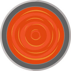 Poster - Stylized flat design bowl is featuring swirling red-orange liquid on transparent background