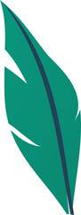 Poster - Stylized feather is being shown in flat vector art, with dark central vein, transparent background