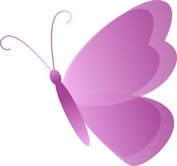 Poster - Stylized pink-purple butterfly is floating on transparent background with gradient wings, antennae