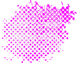 Poster - VIBES! text layers are floating in flat design with pink halftone dots on transparent background