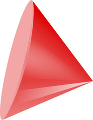 Poster - Right circular cone is displaying red gradient shading in 3D render on transparent background