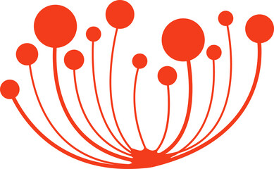 Poster - Abstract red arcs and dots are radiating from red hub in flat design, transparent background