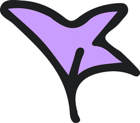 Poster - lavender boomerang shape is floating on transparent background in flat design showing black outline