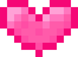 Poster - Pixel art heart shape is floating on transparent background with blocky retro styling, copy space