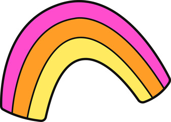 Poster - Flat design rainbow is arching on transparent background, featuring pink orange yellow bands