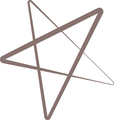 Poster - Stylized five-pointed star being drawn with unbroken brown line in flat design transparent backdrop