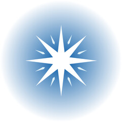 Poster - Flat starburst icon is shining in blue circle with diamonds on transparent background, copy space