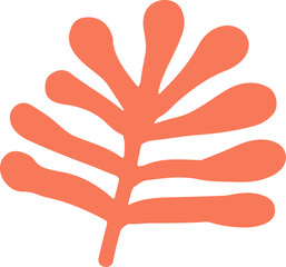 Poster - Showing flat design orange abstract organic shape branching like seaweed coral on clear backdrop