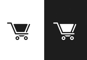 Aufkleber - Two shopping cart icons one in black and one in white on a split background design element vector