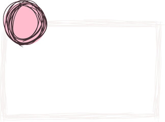 Poster - Decorative sketch frame is floating on transparent backdrop with pink-purple scribble, copy space