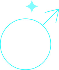 Fototapete - Geometric male gender symbol is floating in flat design with arrow, sparkle, transparent background