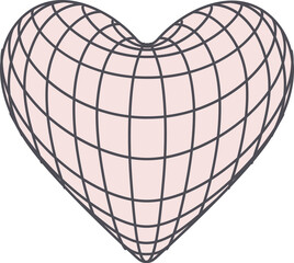 Poster - 3D heart-shaped mesh is being shown in smooth pale pink wireframe style, transparent background