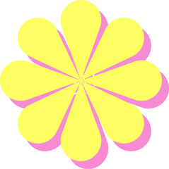 Poster - Vector flower is featuring yellow petals, pink shadows on transparent background, copy space