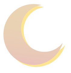 Poster - Stylized crescent moon flat design graphic is floating on transparent backdrop with pastel layers