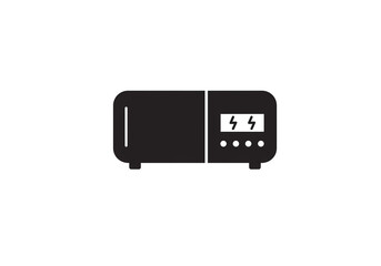 Fototapete - Black silhouette of a microwave oven with digital display and control buttons on a white background