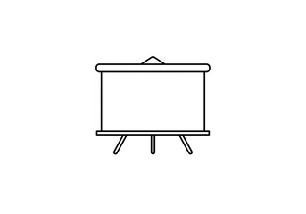 Poster - A simple line drawing of a presentation screen on a tripod stand against a white background