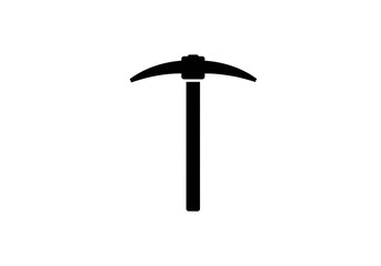 Fototapete - A simple black and white image of a pickaxe tool isolated on a white background in a minimalist style