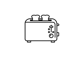 Fototapete - A simple line drawing of a toaster with two slices of bread on a white background design illustration