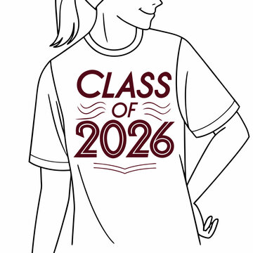   class of 2026 typography t shirt design white background