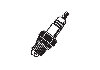Fototapete - A black and white graphic illustration of a spark plug with a white background in a vector style
