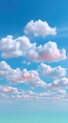 Naklejka na meble Soft Sky Blue Background with Calm Tone and Fluffy White Pink Clouds