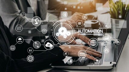 Poster - Modern automation drives workflow efficiency by connecting systems, people, and data. With intelligent automation, businesses unlock potential through seamless integration and automation tools. Muxer