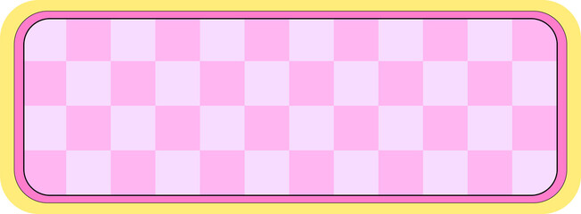Poster - Flat rounded banner is showing pastel pink checkerboard, yellow border, transparent background
