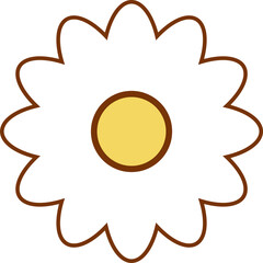 Poster - Flat design daisy is showing on transparent background with white petals, yellow center, copy space