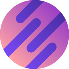 Poster - Flat circular emblem showing diagonal bars atop peach–violet gradient, transparent background