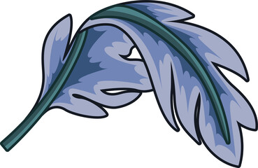 Poster - Pair of stylized feathers floating on transparent background, showing layered blue-violet shading