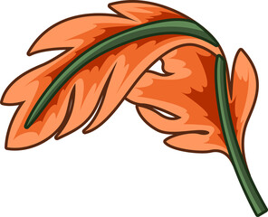 Poster - Pair of stylized orange leaves are floating on transparent background, showing green stem veins