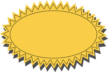 Aufkleber - Vector yellow sunburst emblem is glowing on transparent background showing oval core, jagged points