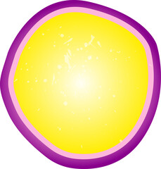 Poster - Abstract circular design is featuring yellow core and pink purple rings on transparent background