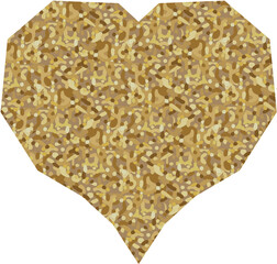 Poster - Abstract heart is showcasing warm-tone camouflage pattern in flat design, transparent background