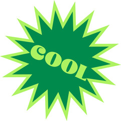 Poster - Flat design starburst showing neon green spikes featuring COOL text on transparent background