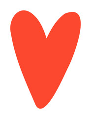 Aufkleber - Stylized red heart icon in flat style is floating on transparent background with hand-drawn curves