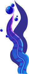 Poster - Abstract ribbon shapes and glossy bubbles are floating on transparent background in flat design