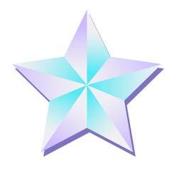 Poster - Showing flat star with turquoise-lavender panels casting purple shadow on transparent background