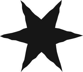 Poster - Abstract six-pointed star is showing uneven spiky arms in flat style, transparent background