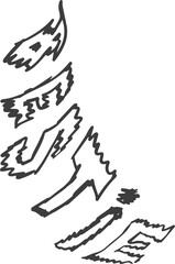 Poster - Abstract jagged brush strokes are forming vertical curve over transparent background, flat design