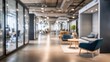 © CLOVER BACKGROUND - Blurred Background of Modern Tech Startup Office Interior Design
