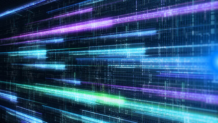 Aufkleber - HUD UI, GUI futuristic with defocus glow stream line data transfer communication. Digital technology big data transfer analysis illustration platform