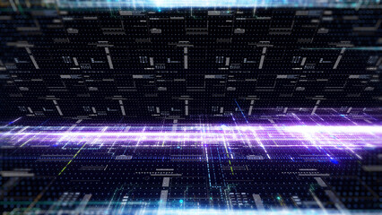Poster - Technology glow streaming line hologram data fields structure illustration background