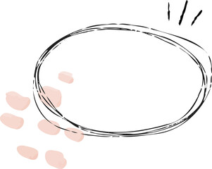 Poster - Showing sketch speech bubble with scribbled black border and pink blobs on transparent background