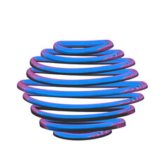 Poster - Abstract 3D render spiral sphere is floating on transparent background, with neon gradient loops